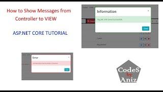 How to Show Modal Dialog alert or Popup Message Box in Asp Net Core using TempData in CodeFirst CRUD