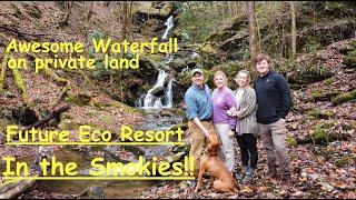 Huge Waterfall near Gatlinburg on Private Land!! Running Rock Eco Resort!!!