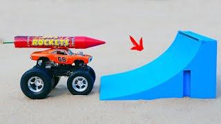 XXL Rocket With Toy Monster Truck vs Ramp