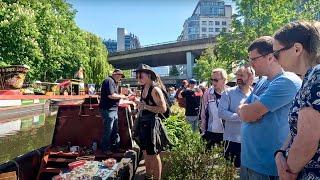 London’s Best Waterway Festival Walking Tour | Narrowboats & Street Food (4K)