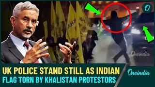 Khalistan Protestor Attacks Jaishankar In London, Tears Indian Flag As Uk Police Remain Unresponsive