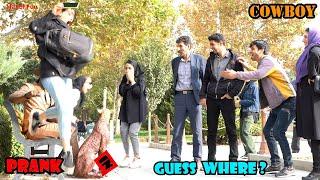 cowboy prank in ? guess where ?  super funny reactions. lelucon statue prank. luco patung