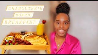 Charcuterie Board Breakfast/Pancakes/French Toast/Turkey Bacon/Scrambled Eggs. So Tasty& Easy Recipe