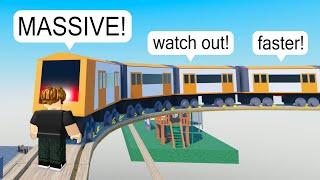 i used MASSIVE Train BUT Players Keep JUMPING On TRACKS on Roblox Cart Ride