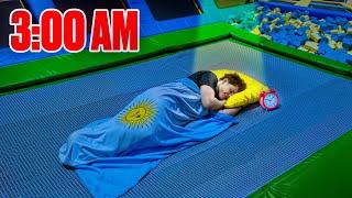 OVERNIGHT CHALLENGE in TRAMPOLINE GYMNASTICS PARK!