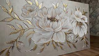 Texture paste painting "Peony" /Painting process/sounds of nature by @art-muslim