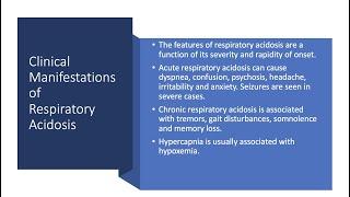 Respiratory Acidosis Part 2. Manifestations and Management