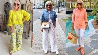 САМЫЕ ТРЕНДОВЫЕ ЛЕТНИЕ  БРЮКИ ДЛЯ ЖЕНЩИН 50+55+60+ СОВРЕМЕННЫЕ ОБРАЗЫ STREET STYLE