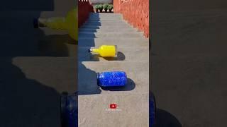 Blue  vs Yellow 🟡 Breaking Glass Bottles  ! Crushing Crunchy & Soft Things #asmr #satisfying