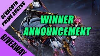 Warframe | Sevagoth Prime Access giveaway winner announcement