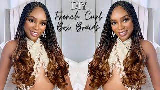 DOING MY OWN FRENCH CURL BOX BRAIDS | Chavi Allie