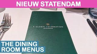 Nieuw Statendam: The Dining Room - Full Menus (Holland America)