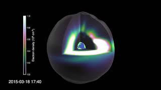 Variations of electron density in the WACCM-X model during the 2015 St. Patrick's Day storm.