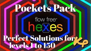 Flow Free Hexes - Walls Pocket Pack - All Perfect Solutions for levels 1 to 150