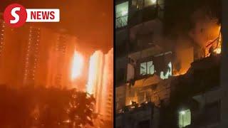 Video shows moment of explosion on residential building near Moscow