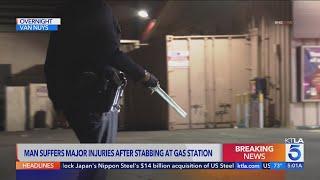 Man stabbed with sword-like weapon at Van Nuys gas station