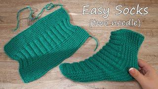 Легкие носки на двух спицах | Easy Socks Two Needle Knitting Pattern