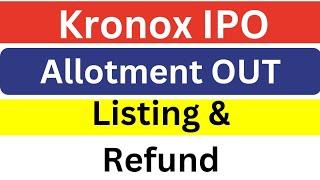 Kronox lab science ipo allotment out | kronox ipo allotment| kronox allotment