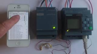 Odrid HMI on iPhone 4 controls Siemens LOGO! 0BA8 PLC