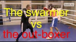 Boxing sparring: the “swarmer” against the “out-boxer”