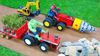 Diy tractor mini Bulldozer to making concrete road | Construction Vehicles, Road Roller #40