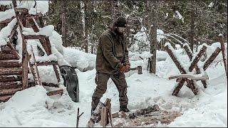 WINTER BUSHCRAFT  CAMPING • MAKING a BUCKSAW • ASMR