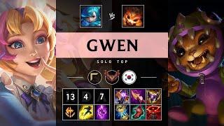 Gwen Top vs Gnar: Triple Kill, Godlike - KR Grandmaster Patch 14.24