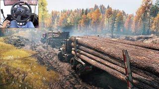 Logging in the woods - SnowRunner | Thrustmaster TX gameplay