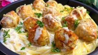 You’ve Never Had Garlic Creamy Pasta with Chicken Meatballs Like This!