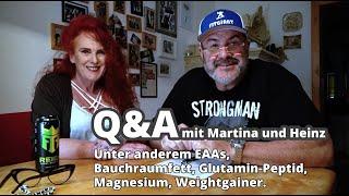 Q&A mit Dr. Martina Ollesch und Heinz: Bauchraumfett, Glutamin-Peptid, EAAs, Magnesium, Weightgainer