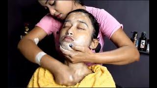 Relaxing Female Face Wash & Massage | Neck Cracking, Ear Massage & Pimple Removal ASMR