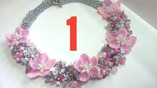 SAKURA Beaded Necklace/Necklace/Beaded Necklace/Колье из бисера и бусин САКУРА/Как сделать колье/1