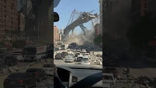 Dashcam captures the collapse of a bridge | veo 2 | #earthquake #collapse #bridge