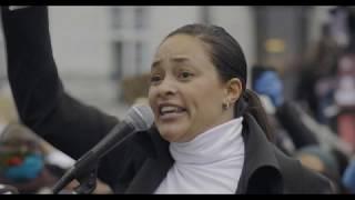 Speaker Iselin Shumba at We Can't Breathe protest outside Norwegian Parliament. (Norwegian)