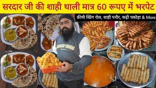 Sardar Ji की ULTIMATE Thali Rs 60/- Only || Malai Spring Roll, Chaap & More || Delhi Street Food
