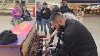 I started playing a public piano, and these guys joined in! - Crowd loving it!