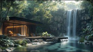 Serene Waterfall Jazz Retreat - Relaxing Jazz Music With Nature Sounds For Deep Relaxation