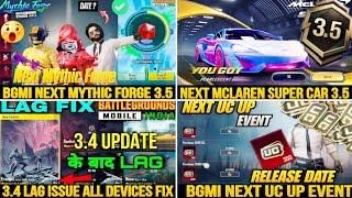  Next Bonus Uc Event Bgmi | Bgmi Next Mythic Forge | Next Super Car McLaren | 3.4 Lag Problem Solve