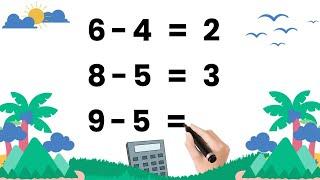 BELAJAR PENGURANGAN DUA BILANGAN SATU ANGKA | Matematika Dasar Untuk Anak TK dan SD