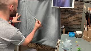 Pintando al oleo pliegues en una tela blanca / painting with oil on a white drapery by Omar Ortiz