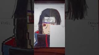 Drawing itachi uchiha in pixel site #shorts #itachi