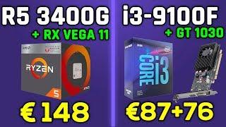 Ryzen 5 3400G & RX Vega 11 vs i3-9100F & GT 1030 (CS:GO, Fortnite, LoL, GTA 5...)