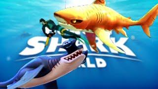 Гигантская акула молот и  тигровая акула в игре Hungry Shark World.