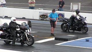 The difference between Harley Davidson and Hayabusa - drag race