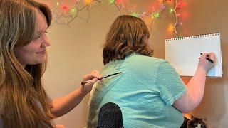 asmr | drawing what's being traced on our back ️ (marker sounds + drawing game)