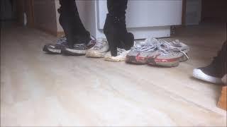 High Heel Guess Boots Trample And Crush 4 Pairs Of Sneakers