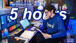 STUDY WITH ME LIVE | 5 HOURS  Harvard Alumnus, Chill Work With Me, Rain Sounds, Pomodoro Timer