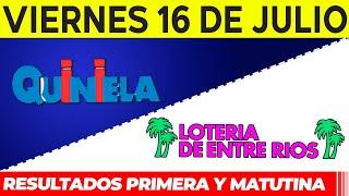 Quinielas Primera y matutina de Córdoba y Entre Rios Viernes 16 de Julio