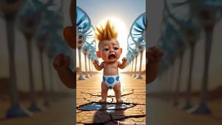 Cute baby made a snow house to escape the heat  #ai #baby