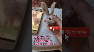 I stabbed wool to make a cute realistic bunny  #needlefeltedanimals #bunny #howtoneedlefelt